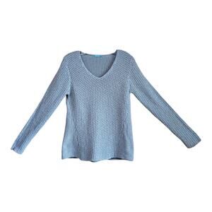 J McLaughlin Women's M / L Laney Sweater Blue Silver Pontelle Knit Sparkle 36"